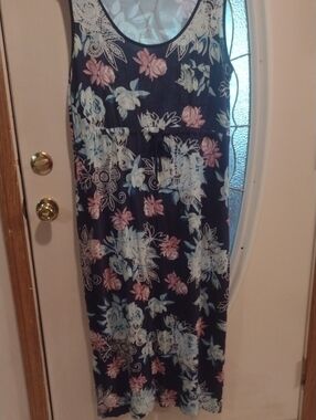 Serra Navy Maxi Dress with Pink & Light Blue Floral Print
